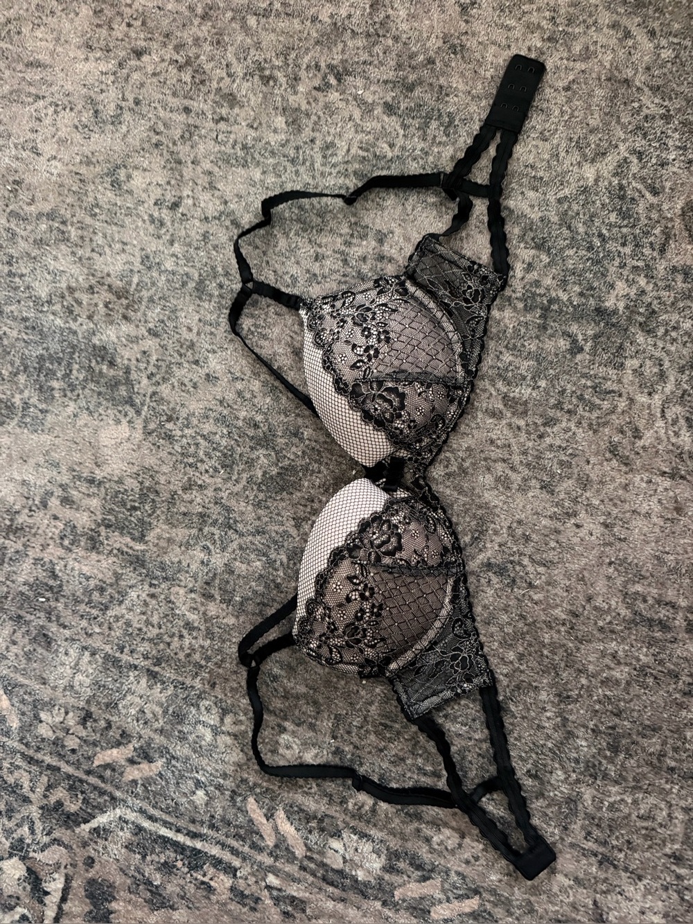 Victoria's Secret Black Lace Overlay Push-Up Bra